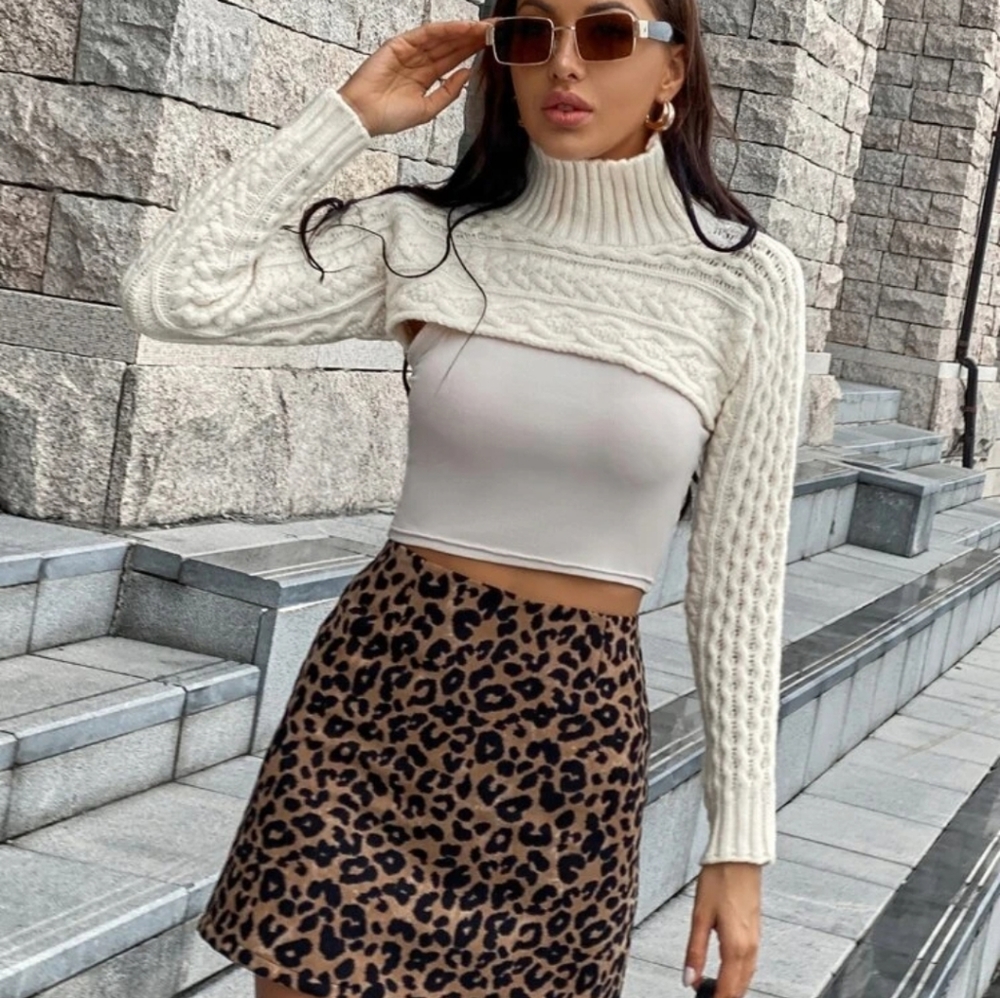 Zara faux suede printed skirt - Picture 1 of 6